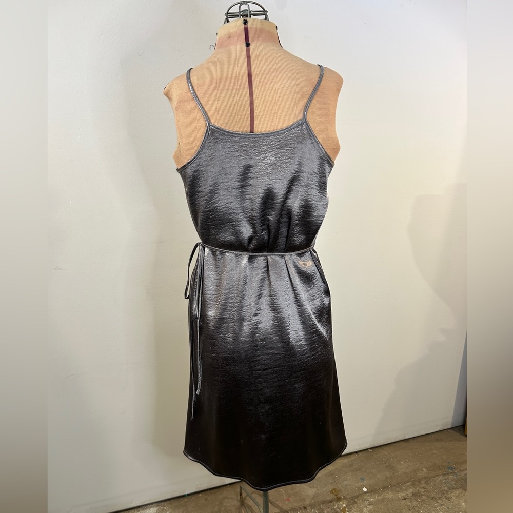 Leith Silver Metallic Wrap Cocktail Dress Size XS - Picture 7 of 16